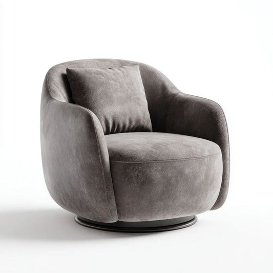 Fotel, Krzesło w taupe perlay velvet z poduszką, 88 x 88 x 78 cm