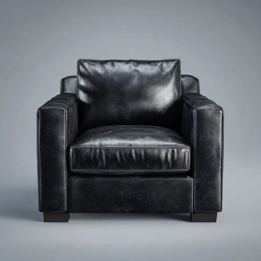 Fotel, Czarne krzesło klubowe ze skóry syntetycznej PU 100 x 90 x 85 cm
