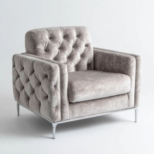Fotel, Lekki szary Belivelvelt Beliforvet tapicerowany fotel z belisteel Beliferale 90 x 85 x 82 cm