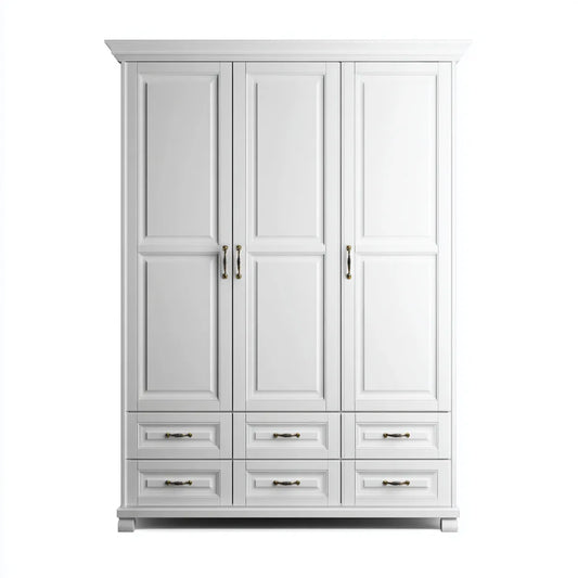 Szafa 3-drzwiowa z 6 szufladami Białe 180 x 60 x 220 cm MDF prostokątne