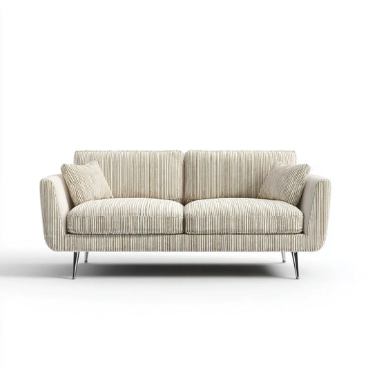 Sofa, Fotelik z podwójnym paskiem w beżowym pasku i śmietanką 160 x 85 x 88 cm w poliestrowym kształcie