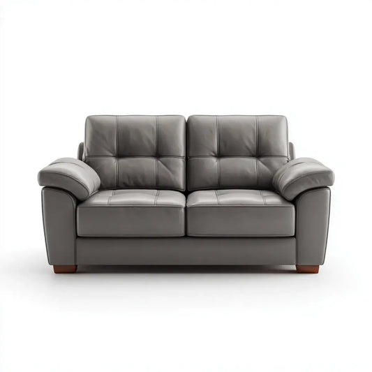 Sofa, Szara 2 kanapa fotelik w PU syntetycznej skóry prosty kształt 170 x 92 x 90 cm