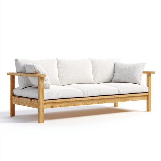 Sofa, 3 kwadratowa biała sofa w sosnie litej 200 x 80 x 75 cm prostokątna