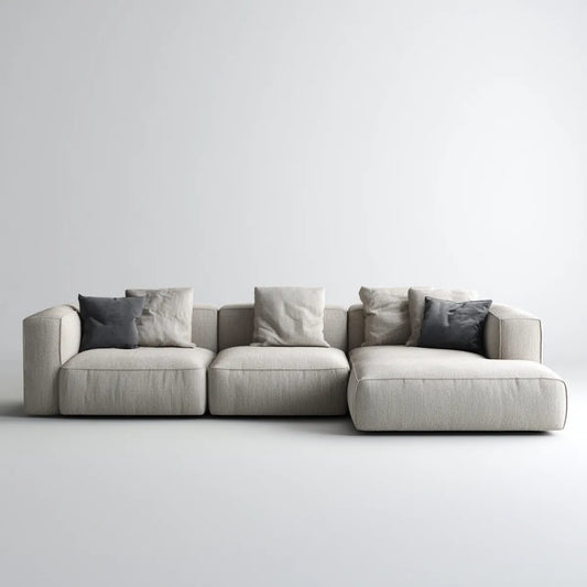 Sofa, Modułowa kanapa narożna o wymiarach 300 x 170 cm z poliestrowymi zwrotnikami w kształcie litery L