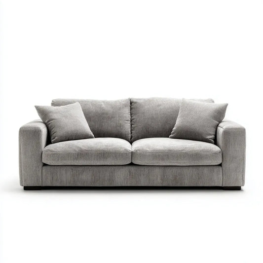 Sofa, 2 fotela prosta sofa szara poliester 180 x 90 x 85 cm