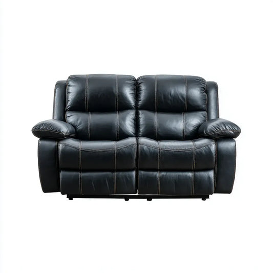 sofa 2-osobowa w czarnym skórzanym poliuretanowym kształcie 165 x 90 x 100 cm