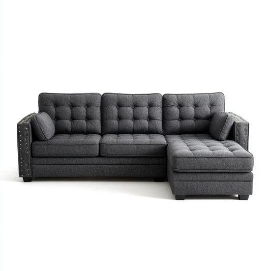 Sofa, 3 fotele rozkładana fotel szary poliester 260 x 160 x 90 cm
